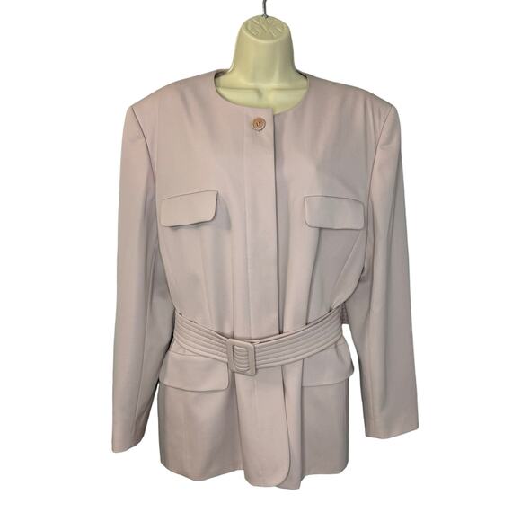 ESCADA Wool Jacket Lavender Buckle Belted Safari Classic Mature Women's 44 L - Picture 1 of 16